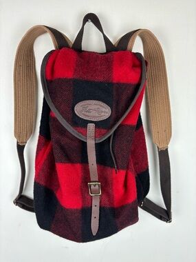 Woolrich X Frost River Backpack-Wool Red Buffalo Plaid & Leather-Made in USA